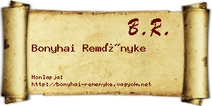 Bonyhai Reményke névjegykártya
